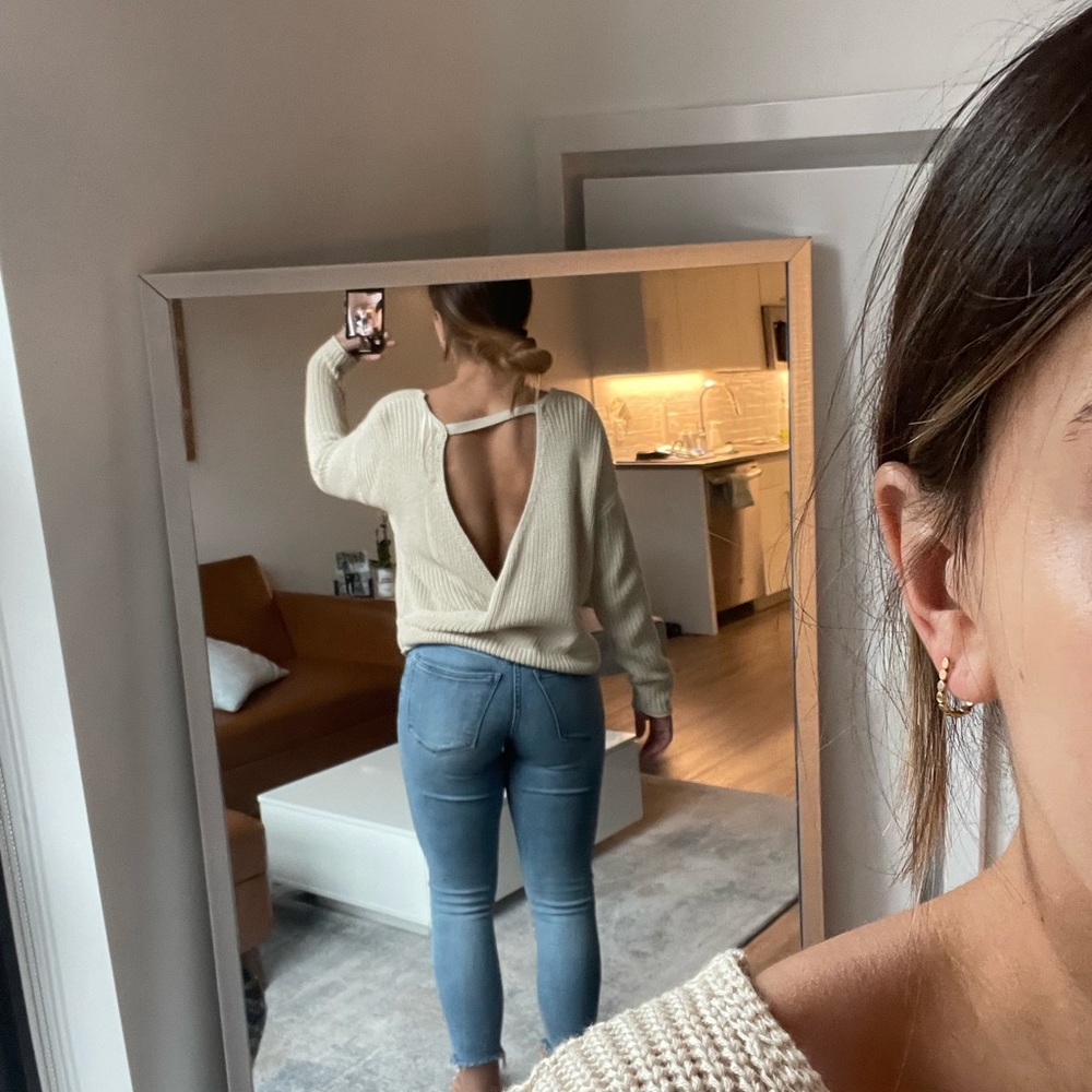 Cream open-back sweater